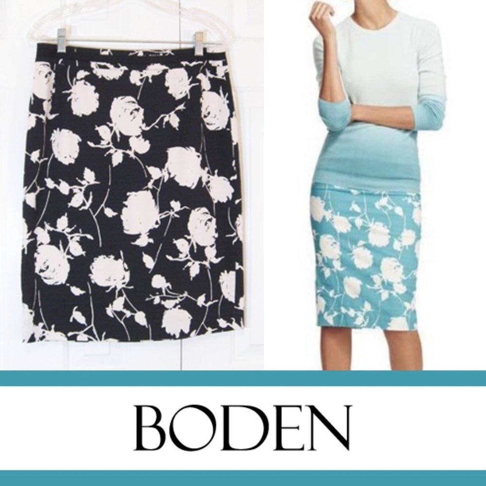 Boden | 'Modern Pencil' Reverse Floral Printed Pencil Skirt